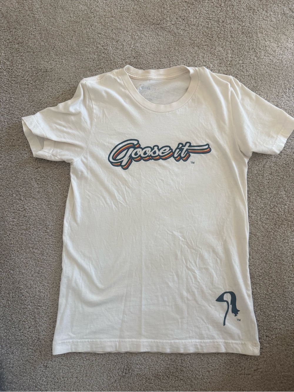 J. Crew Cream "Goose It" Graphic Tee with Navy Accent
